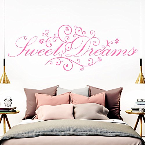 Grandora Wandtattoo Spruch Sweet Dreams I Hellrosa (BxH) 160 x 58 cm I Schlafzimmer süße Träume selbstklebend Sticker Aufkleber Wandaufkleber Wandsticker W718 von Grandora