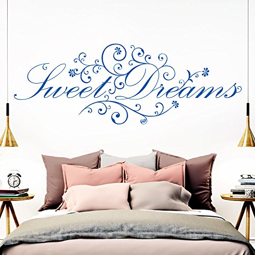 Grandora Wandtattoo Spruch Sweet Dreams I azurblau (BxH) 110 x 41 cm I Schlafzimmer süße Träume selbstklebend Sticker Aufkleber Wandaufkleber Wandsticker W718 von Grandora