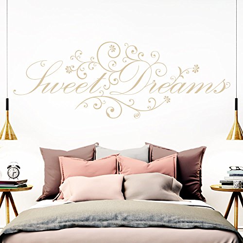 Grandora Wandtattoo Spruch Sweet Dreams I beige (BxH) 160 x 58 cm I Schlafzimmer süße Träume selbstklebend Sticker Aufkleber Wandaufkleber Wandsticker W718 von Grandora