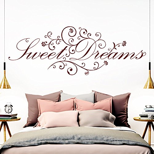 Grandora Wandtattoo Spruch Sweet Dreams I dunkelrot (BxH) 110 x 41 cm I Schlafzimmer süße Träume selbstklebend Sticker Aufkleber Wandaufkleber Wandsticker W718 von Grandora