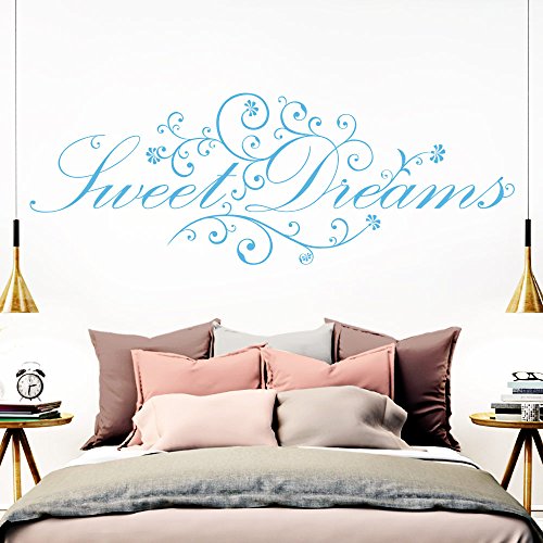 Grandora Wandtattoo Spruch Sweet Dreams I hellblau (BxH) 110 x 41 cm I Schlafzimmer süße Träume selbstklebend Sticker Aufkleber Wandaufkleber Wandsticker W718 von Grandora