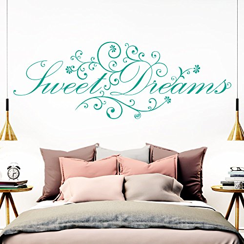 Grandora Wandtattoo Spruch Sweet Dreams I türkis (BxH) 80 x 29 cm I Schlafzimmer süße Träume selbstklebend Sticker Aufkleber Wandaufkleber Wandsticker W718 von Grandora