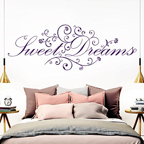 Grandora Wandtattoo Spruch Sweet Dreams I violett (BxH) 160 x 58 cm I Schlafzimmer süße Träume selbstklebend Sticker Aufkleber Wandaufkleber Wandsticker W718 von Grandora