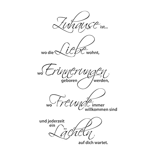 Grandora Wandtattoo Spruch Zuhause ist wo die Liebe wohnt I dunkelgrau (BxH) 66 x 109 cm I Flur Wohnzimmer Sticker Aufkleber Wandaufkleber Wandsticker W3049 von Grandora