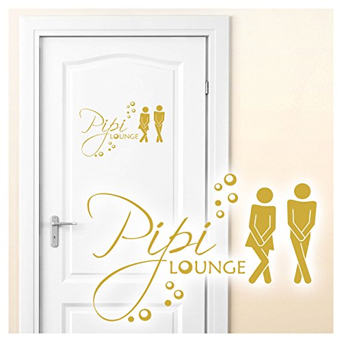 Grandora Wandtattoo Sprüche PIPI Lounge Mann Frau I Gold 17 x 11 cm I WC Türaufkleber Piktogramm Bad Badezimmer Wandaufkleber Wandsticker W755 von Grandora