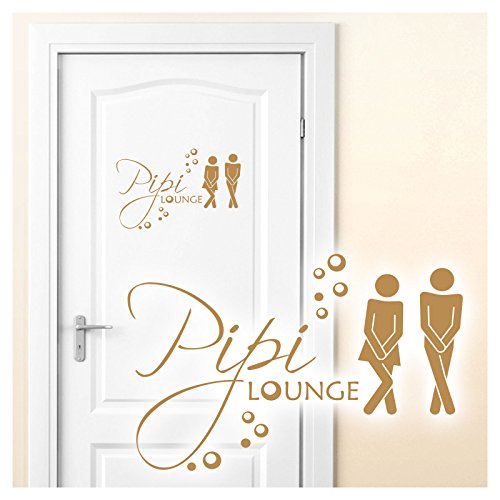 Grandora Wandtattoo Sprüche PIPI Lounge Mann Frau I Hellbraun 27 x 18 cm I WC Türaufkleber Piktogramm Bad Badezimmer Wandaufkleber Wandsticker W755 von Grandora