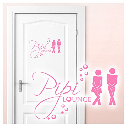 Grandora Wandtattoo Sprüche PIPI Lounge Mann Frau I Hellrosa 17 x 11 cm I WC Türaufkleber Piktogramm Bad Badezimmer Wandaufkleber Wandsticker W755 von Grandora