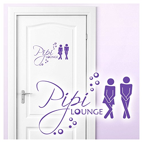 Grandora Wandtattoo Sprüche PIPI Lounge Mann Frau I Lavendel 27 x 18 cm I WC Türaufkleber Piktogramm Bad Badezimmer Wandaufkleber Wandsticker W755 von Grandora