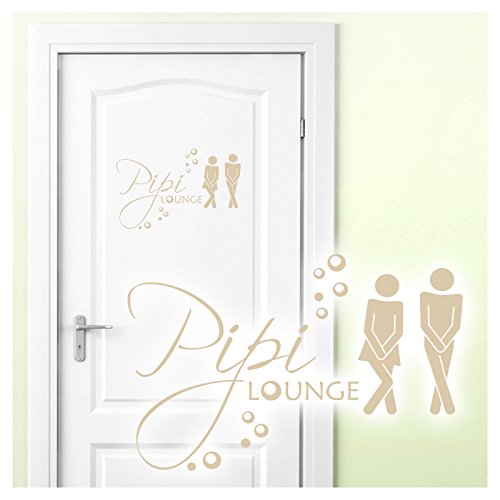 Grandora Wandtattoo Sprüche PIPI Lounge Mann Frau I beige 27 x 18 cm I WC Türaufkleber Piktogramm Bad Badezimmer Wandaufkleber Wandsticker W755 von Grandora