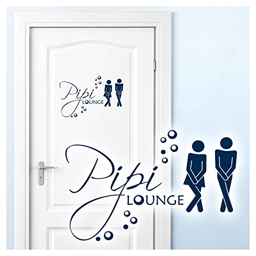 Grandora Wandtattoo Sprüche PIPI Lounge Mann Frau I dunkelblau 27 x 18 cm I WC Türaufkleber Piktogramm Bad Badezimmer Wandaufkleber Wandsticker W755 von Grandora