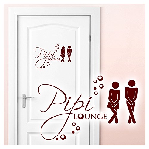 Grandora Wandtattoo Sprüche PIPI Lounge Mann Frau I dunkelrot 17 x 11 cm I WC Türaufkleber Piktogramm Bad Badezimmer Wandaufkleber Wandsticker W755 von Grandora