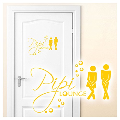 Grandora Wandtattoo Sprüche PIPI Lounge Mann Frau I gelb 27 x 18 cm I WC Türaufkleber Piktogramm Bad Badezimmer Wandaufkleber Wandsticker W755 von Grandora