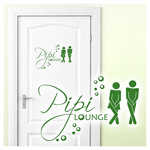 Grandora Wandtattoo Sprüche PIPI Lounge Mann Frau I grasgrün 27 x 18 cm I WC Türaufkleber Piktogramm Bad Badezimmer Wandaufkleber Wandsticker W755 von Grandora