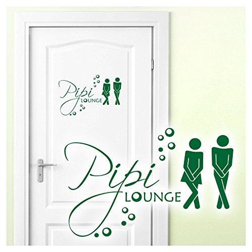 Grandora Wandtattoo Sprüche PIPI Lounge Mann Frau I grün 17 x 11 cm I WC Türaufkleber Piktogramm Bad Badezimmer Wandaufkleber Wandsticker W755 von Grandora