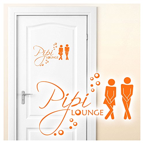 Grandora Wandtattoo Sprüche PIPI Lounge Mann Frau I orange 27 x 18 cm I WC Türaufkleber Piktogramm Bad Badezimmer Wandaufkleber Wandsticker W755 von Grandora