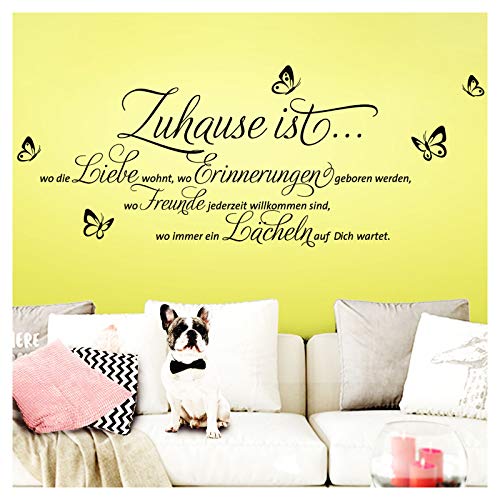 Grandora Wandtattoo Sprüche und Zitate Zuhause ist I hellgrau (BxH) 120 x 52 cm I Flur Wohnzimmer modern Spruch Aufkleber selbstklebend Wandsticker Wandaufkleber W3058 von Grandora