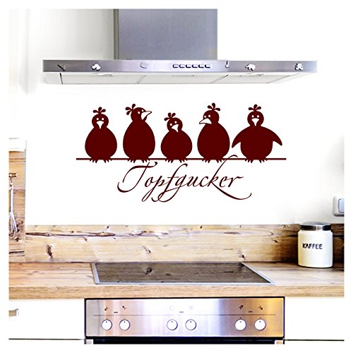 Grandora Wandtattoo Topfgucker 5 Vögel I dunkelrot 30 x 14 cm I Küche Spruch Zitat Aufkleber selbstklebend Wandaufkleber Wandsticker W862 von Grandora