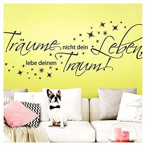 Grandora Wandtattoo Träume Nicht Dein Leben + Sterne I Taupe (BxH) 76 x 29 cm I Wohnzimmer Schlafzimmer Sticker Aufkleber Wandaufkleber Wandsticker W3048 von Grandora