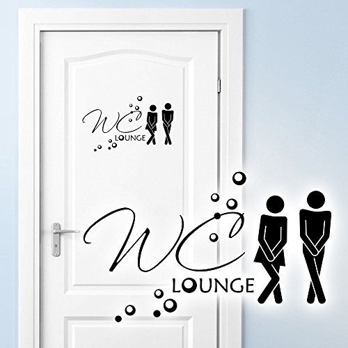 Grandora Wandtattoo Türaufkleber WC Lounge + Piktogramm Mann Frau I flieder (BxH) 27 x 16 cm I Bad Toilette Sticker Aufkleber Wandaufkleber Wandsticker W5206 von Grandora