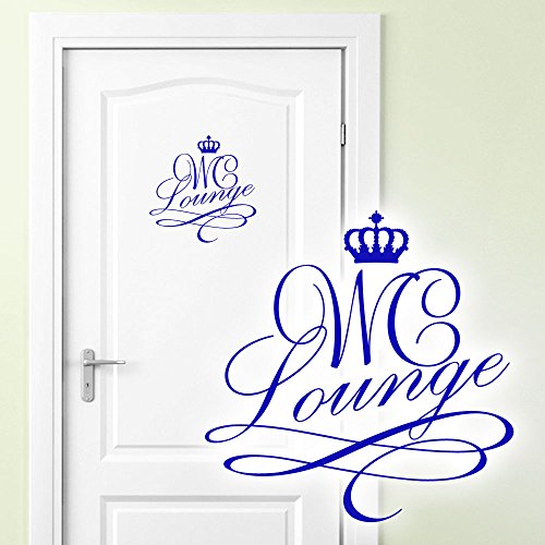 Grandora Wandtattoo Türaufkleber WC Lounge mit Krone I brilliantblau (BxH) 14 x 14 cm I Bad Badezimmer Toilette Aufkleber Wandaufkleber Wandsticker Sticker Tür W881 von Grandora