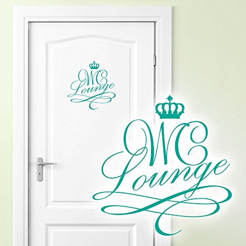 Grandora Wandtattoo Türaufkleber WC Lounge mit Krone I türkis (BxH) 14 x 14 cm I Bad Badezimmer Toilette Aufkleber Wandaufkleber Wandsticker Sticker Tür W881 von Grandora