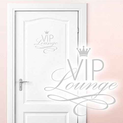 Grandora Wandtattoo VIP Lounge I hellgrau (BxH) 19 x 18 cm I WC Badezimmer Toilette selbstklebend Türaufkleber Aufkleber Wandaufkleber Wandsticker W5373 von Grandora