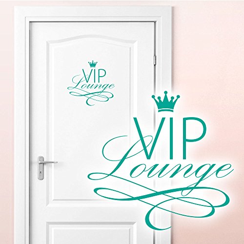 Grandora Wandtattoo VIP Lounge I türkis (BxH) 19 x 18 cm I WC Badezimmer Toilette selbstklebend Türaufkleber Aufkleber Wandaufkleber Wandsticker W5373 von Grandora