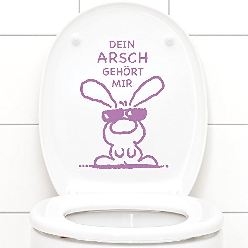 Grandora Wandtattoo WC Aufkleber Dein Arsch gehört Mir I Flieder (BxH) 19 x 27 cm I Hase Sonnenbrille Bad Toilette Wandsticker Wandaufkleber Sticker W772 von Grandora