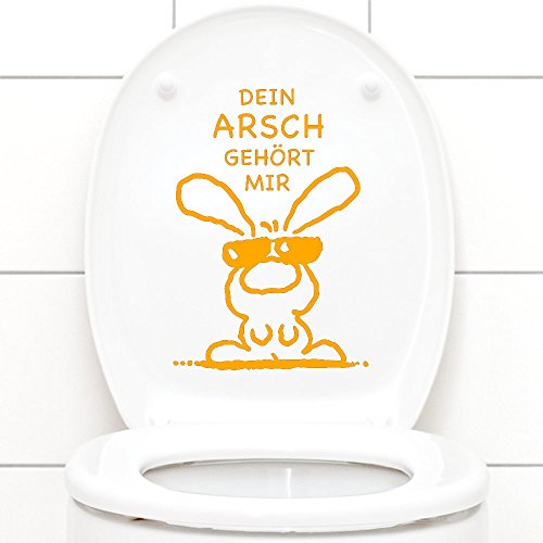 Grandora Wandtattoo WC Aufkleber Dein Arsch gehört Mir I Hellorange (BxH) 19 x 27 cm I Hase Sonnenbrille Bad Toilette Wandsticker Wandaufkleber Sticker W772 von Grandora