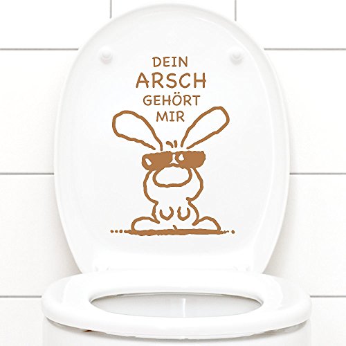 Grandora Wandtattoo WC Aufkleber Dein Arsch gehört Mir I Kupfer (BxH) 19 x 27 cm I Hase Sonnenbrille Bad Toilette Wandsticker Wandaufkleber Sticker W772 von Grandora