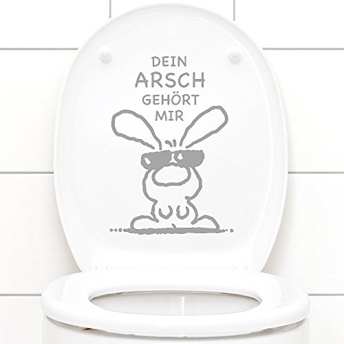 Grandora Wandtattoo WC Aufkleber Dein Arsch gehört Mir I Silbergrau (BxH) 19 x 27 cm I Hase Sonnenbrille Bad Toilette Wandsticker Wandaufkleber Sticker W772 von Grandora