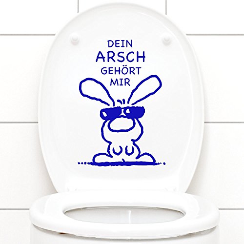 Grandora Wandtattoo WC Aufkleber Dein Arsch gehört Mir I brilliantblau (BxH) 19 x 27 cm I Hase Sonnenbrille Bad Toilette Wandsticker Wandaufkleber Sticker W772 von Grandora