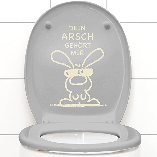 Grandora Wandtattoo WC Aufkleber Dein Arsch gehört Mir I cremeweiß (BxH) 19 x 27 cm I Hase Sonnenbrille Bad Toilette Wandsticker Wandaufkleber Sticker W772 von Grandora