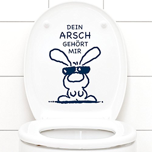 Grandora Wandtattoo WC Aufkleber Dein Arsch gehört Mir I dunkelblau (BxH) 19 x 27 cm I Hase Sonnenbrille Bad Toilette Wandsticker Wandaufkleber Sticker W772 von Grandora