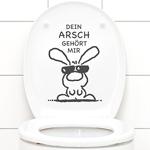 Grandora Wandtattoo WC Aufkleber Dein Arsch gehört Mir I dunkelgrau (BxH) 19 x 27 cm I Hase Sonnenbrille Bad Toilette Wandsticker Wandaufkleber Sticker W772 von Grandora