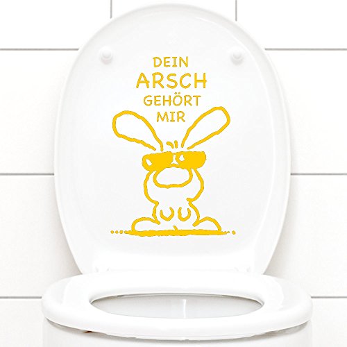 Grandora Wandtattoo WC Aufkleber Dein Arsch gehört Mir I gelb (BxH) 19 x 27 cm I Hase Sonnenbrille Bad Toilette Wandsticker Wandaufkleber Sticker W772 von Grandora