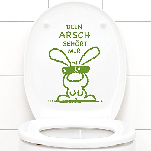 Grandora Wandtattoo WC Aufkleber Dein Arsch gehört Mir I gelbgrün (BxH) 19 x 27 cm I Hase Sonnenbrille Bad Toilette Wandsticker Wandaufkleber Sticker W772 von Grandora