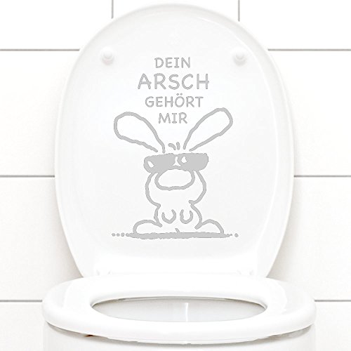 Grandora Wandtattoo WC Aufkleber Dein Arsch gehört Mir I hellgrau (BxH) 19 x 27 cm I Hase Sonnenbrille Bad Toilette Wandsticker Wandaufkleber Sticker W772 von Grandora