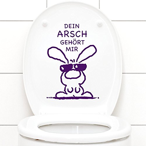 Grandora Wandtattoo WC Aufkleber Dein Arsch gehört Mir I violett (BxH) 19 x 27 cm I Hase Sonnenbrille Bad Toilette Wandsticker Wandaufkleber Sticker W772 von Grandora