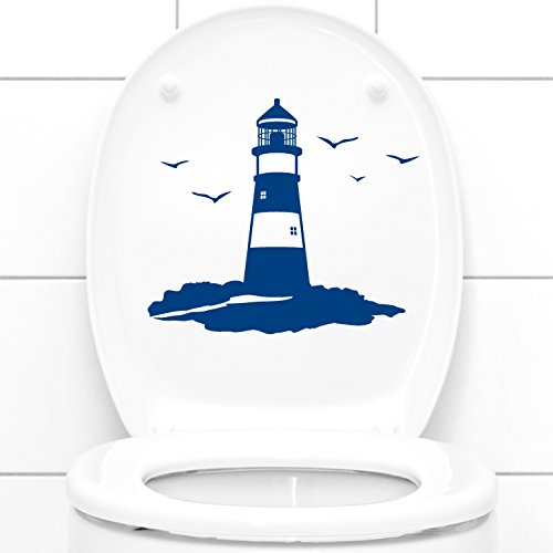 Grandora Wandtattoo WC Deckelaufkleber Leuchtturm I azurblau (BxH) 24 x 21 cm I Badezimmer Bad Toilette Sticker Aufkleber Wandaufkleber Wandsticker W1245 von Grandora