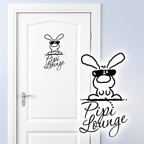 Grandora Wandtattoo WC Türaufkleber PIPI Lounge + Hase I Silbergrau (BxH) 8,6 x 15 cm I Bad Toilette Sticker Aufkleber Wandaufkleber Wandsticker Stickers W3002 von Grandora