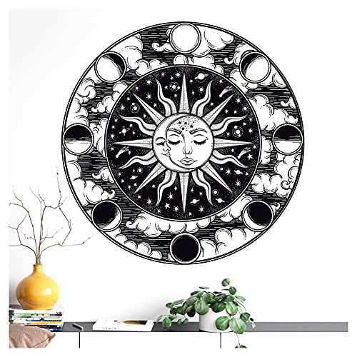 Grandora Wandtattoo Wandaufkleber Wandsticker heilige Geometrie Mond Wandbild Sonne Wanddeko Schlafzimmer Wohnzimmer Flur Tapete selbstklebend Vintage DL647-2 von Grandora