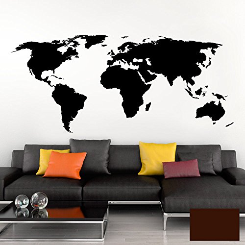 Grandora Wandtattoo Weltkarte Erde Globus Karte I braun 100 x 44 cm I Welt Atlas Schlafzimmer Wohnzimmer Wandsticker Wandaufkleber W698 von Grandora