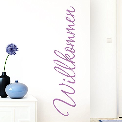 Grandora Wandtattoo Wort Willkommen I Flieder 35 x 160 cm I deutsch Flur Diele Eingang selbstklebend Aufkleber Wandaufkleber Wandsticker W1099 von Grandora