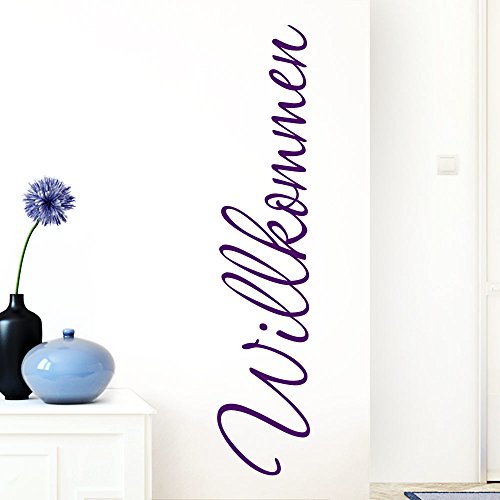 Grandora Wandtattoo Wort Willkommen I violett 35 x 160 cm I deutsch Flur Diele Eingang selbstklebend Aufkleber Wandaufkleber Wandsticker W1099 von Grandora