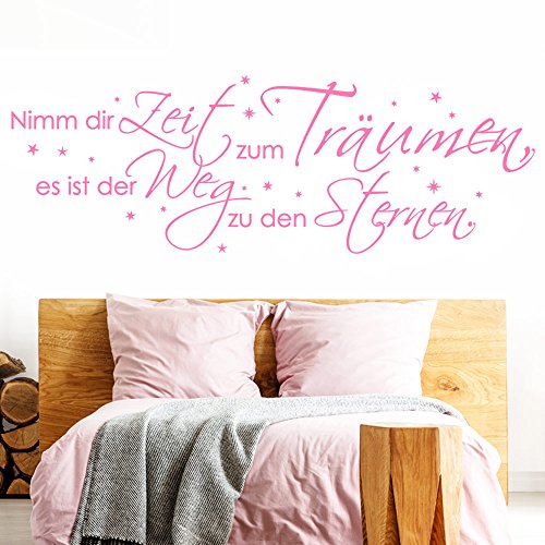 Grandora Wandtattoo Zitat Nimm dir Zeit zum Träumen I Hellrosa (BxH) 135 x 45 cm I Schlafzimmer Kinderzimmer Sticker Aufkleber Wandaufkleber Wandsticker W769 von Grandora