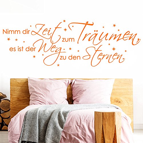 Grandora Wandtattoo Zitat Nimm dir Zeit zum Träumen I orange (BxH) 135 x 45 cm I Schlafzimmer Kinderzimmer Sticker Aufkleber Wandaufkleber Wandsticker W769 von Grandora