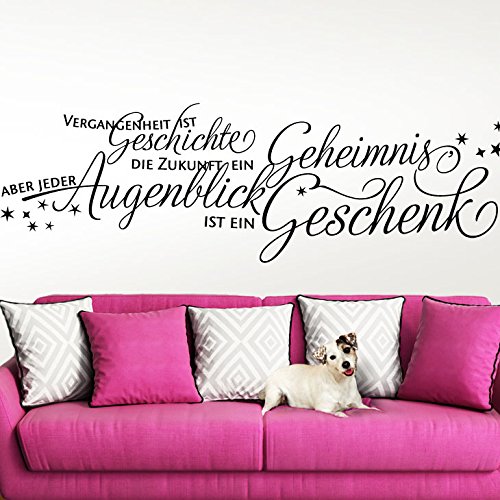 Grandora Wandtattoo Zitat Vergangenheit ist Geschichte + Sterne I orange (BxH) 140 x 36 cm I Wohnzimmer Flur Sticker Aufkleber Wandsticker Wandaufkleber W3024 von Grandora