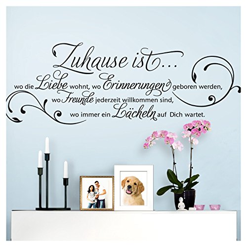 Grandora Wandtattoo Zitat Zuhause ist wo die Liebe wohnt I rot (BxH) 100 x 35 cm I Wohnzimmer Flur Diele Aufkleber Wandaufkleber Wandsticker Sticker W942 von Grandora
