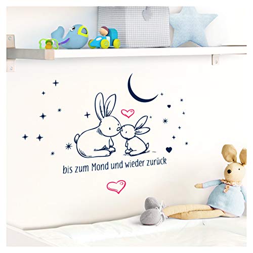 Grandora Wandtattoo zweifarbig Bis zum Mond und Wieder zurück I Hellrosa (BxH) 47 x 45 cm I Babyzimmer Baby Sticker Aufkleber Wandaufkleber Wandsticker W5470 von Grandora